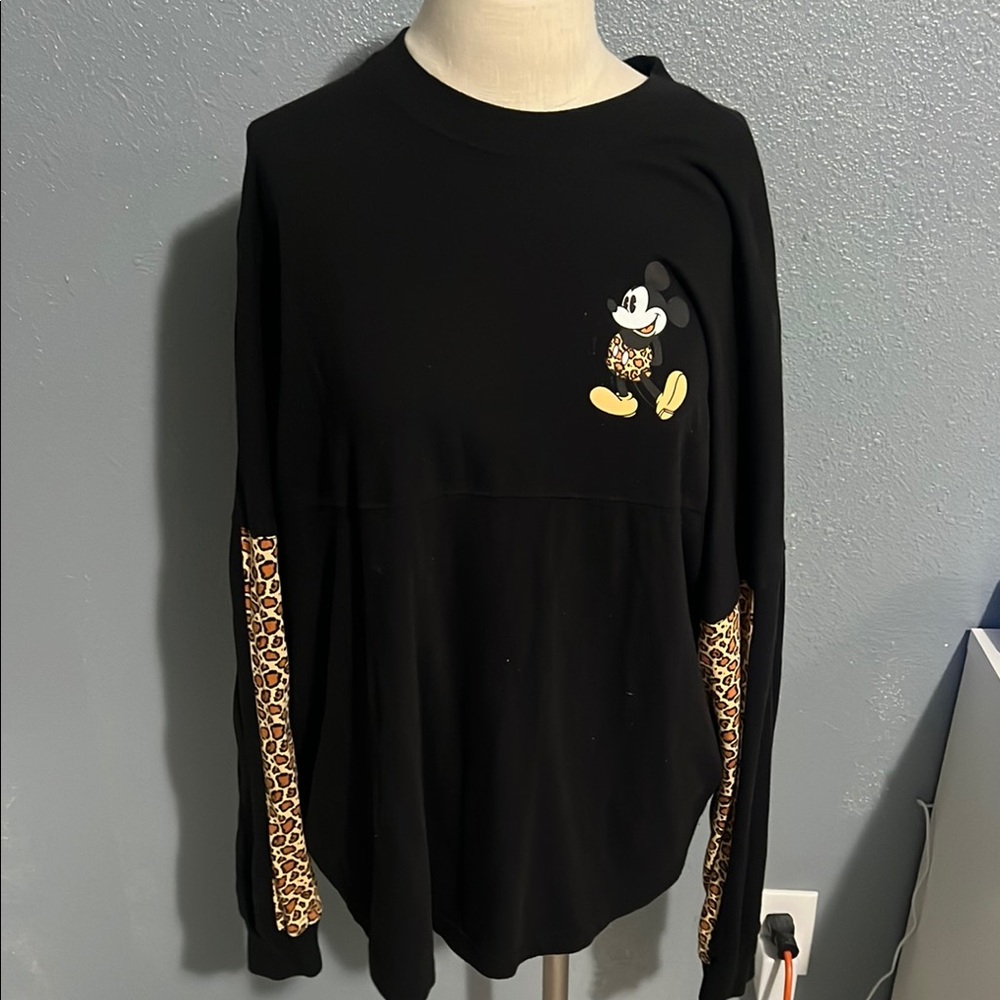 Black Long Sleeve Shirt with Mickey Mouse Design